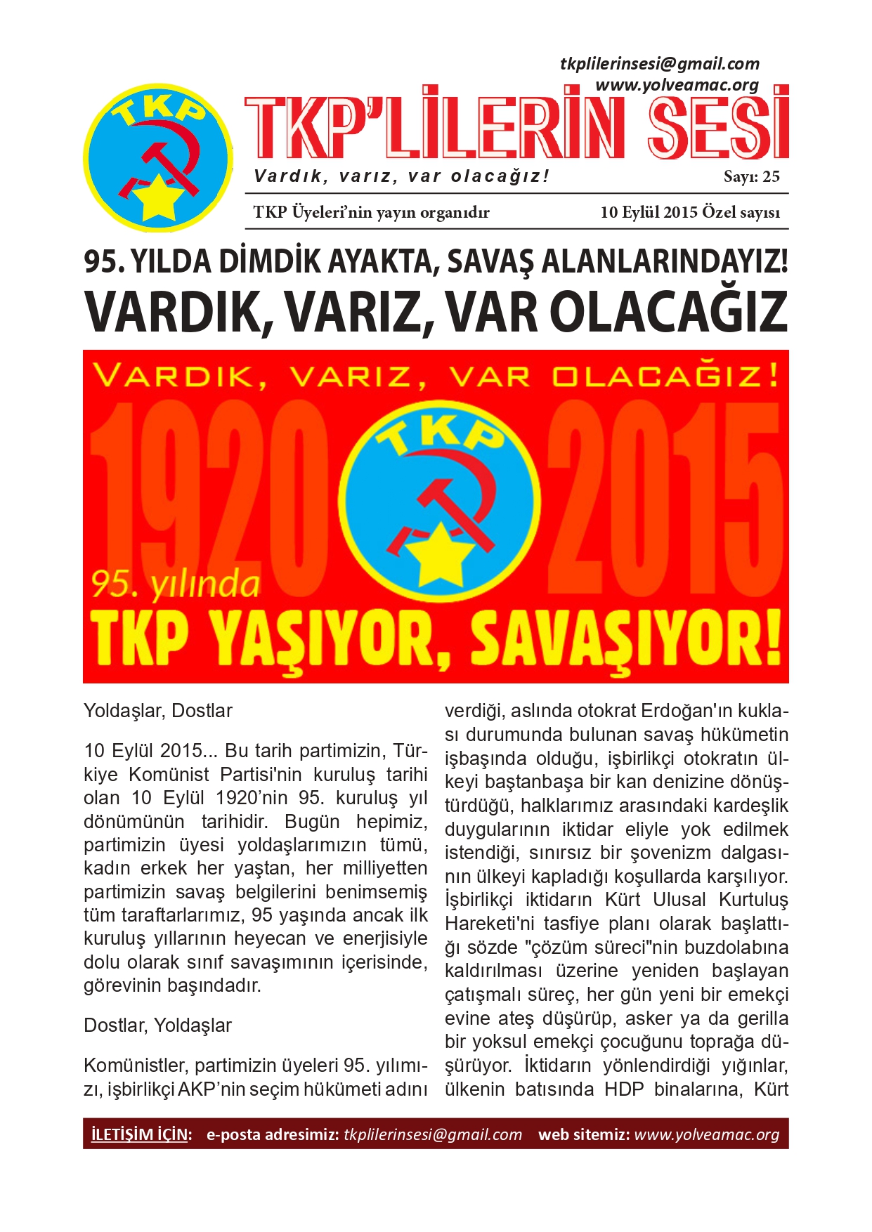 TKP'LİLERİN SESİ 25. Sayı Kapağı