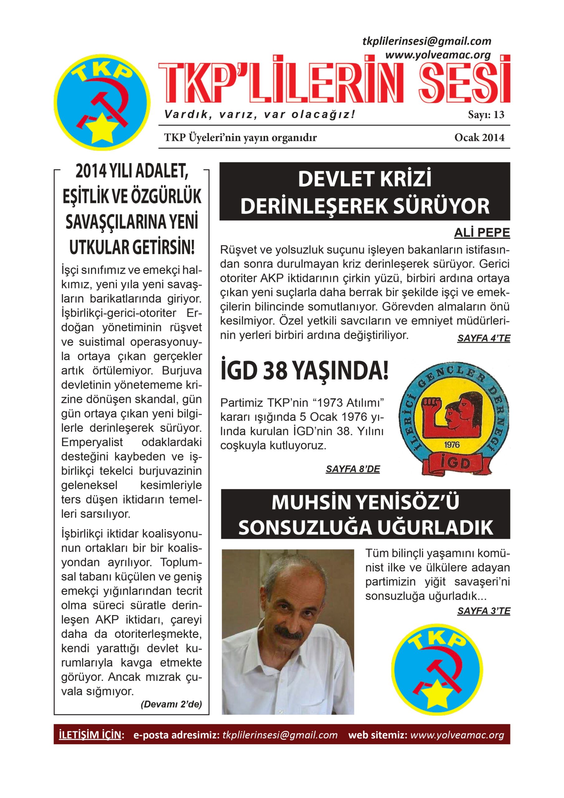 TKP'LİLERİN SESİ 13. Sayı Kapağı