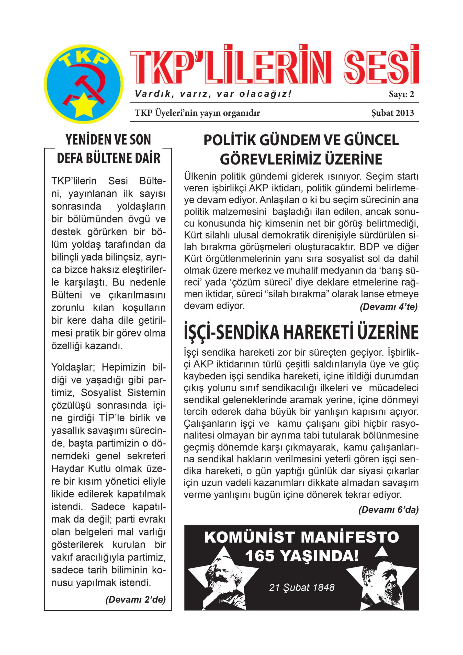 TKP'LİLERİN SESİ 2. Sayı Kapağı