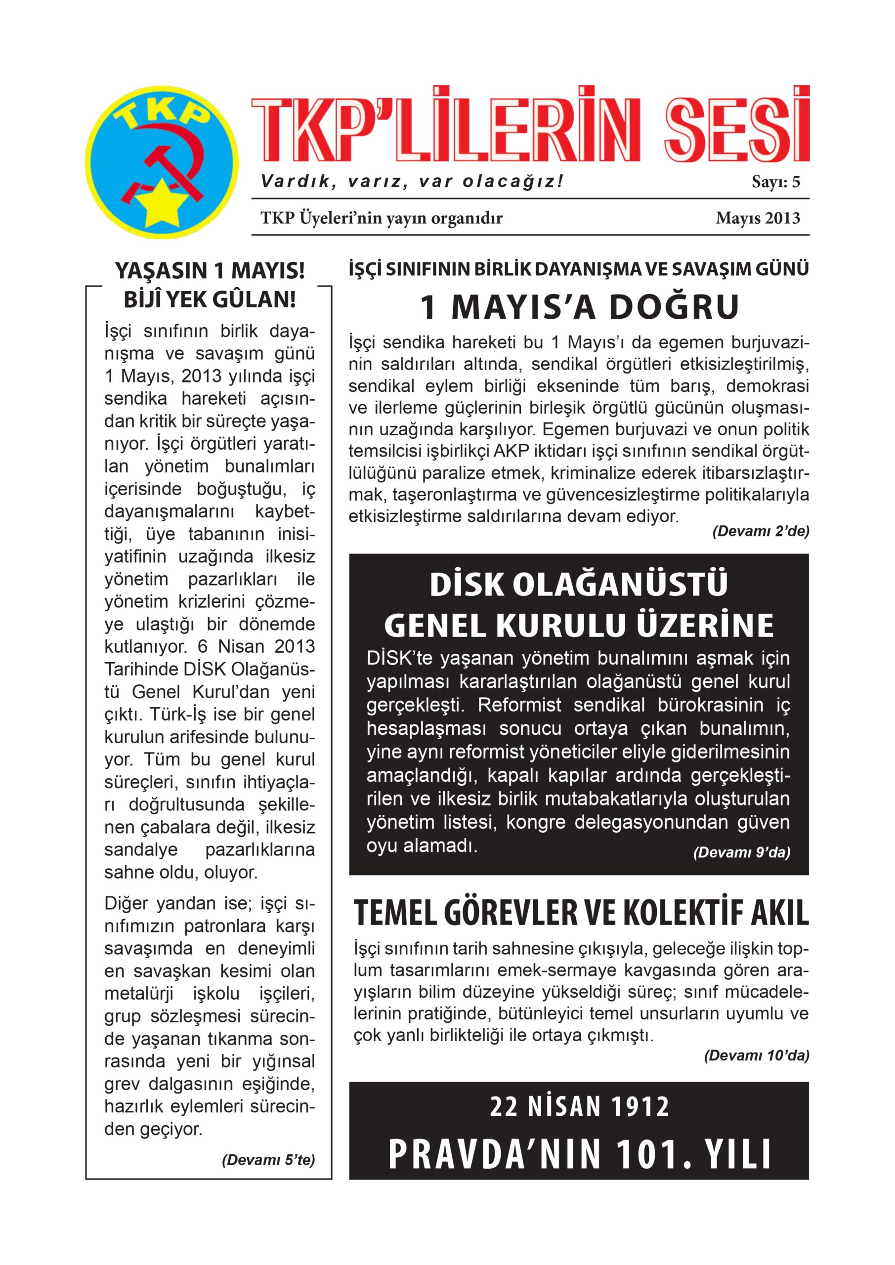 TKP'LİLERİN SESİ 5. Sayı Kapağı