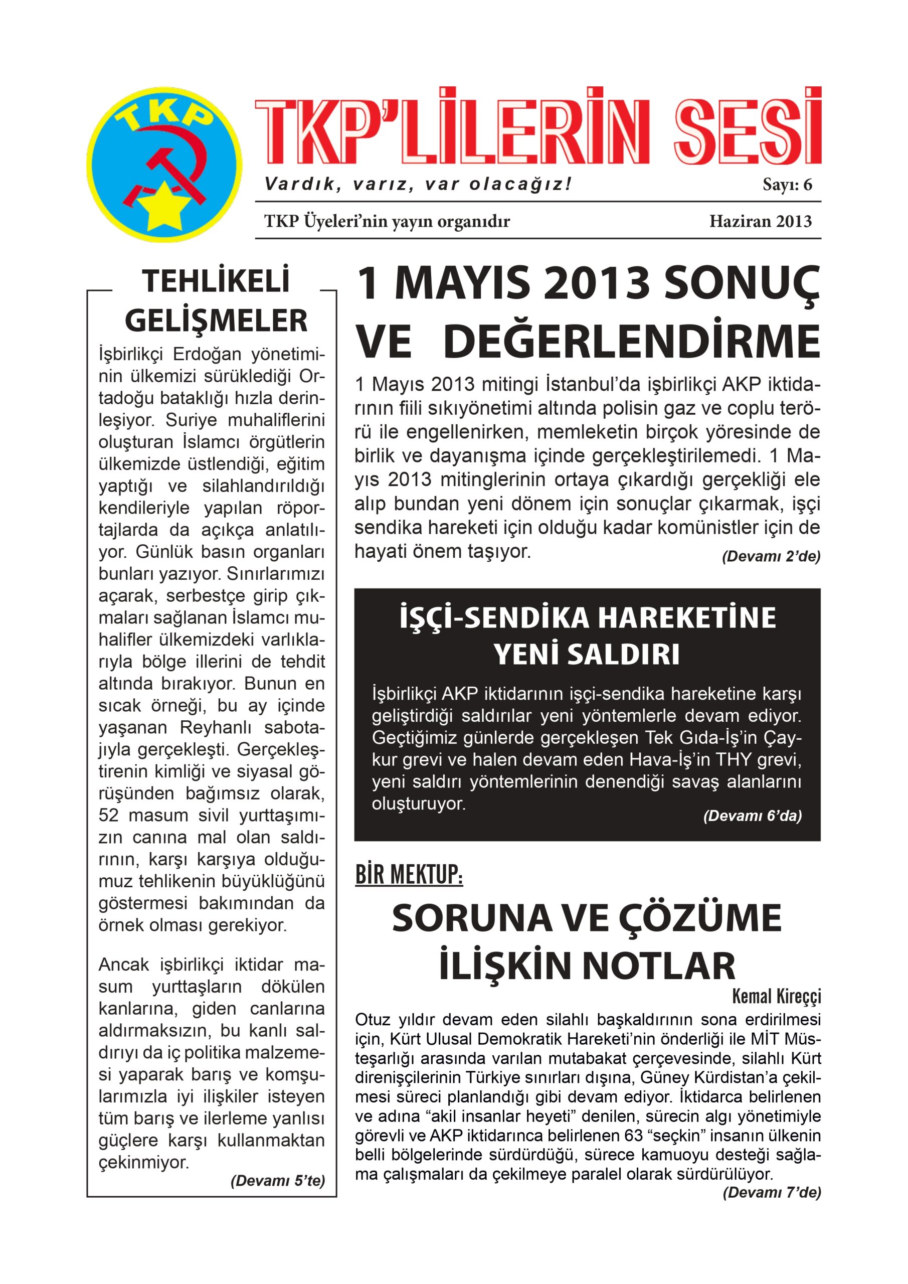 TKP'LİLERİN SESİ 6. Sayı Kapağı